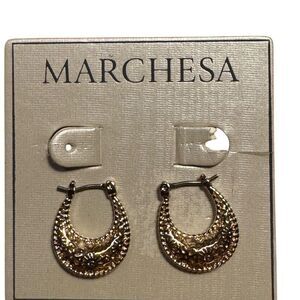 Marchesa Gold Crescent Earrings with Intricate Metalwork